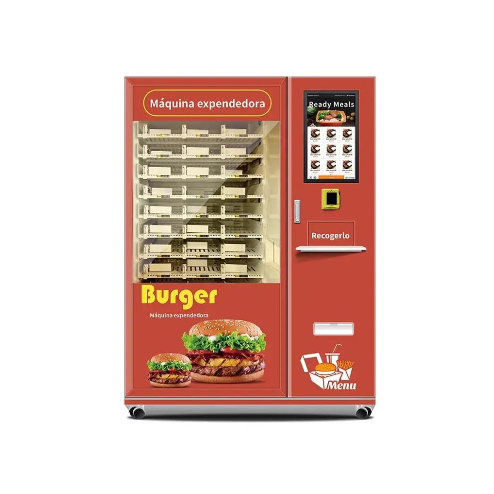 Máquina expendedora de hamburguesas calientes con refrigeración