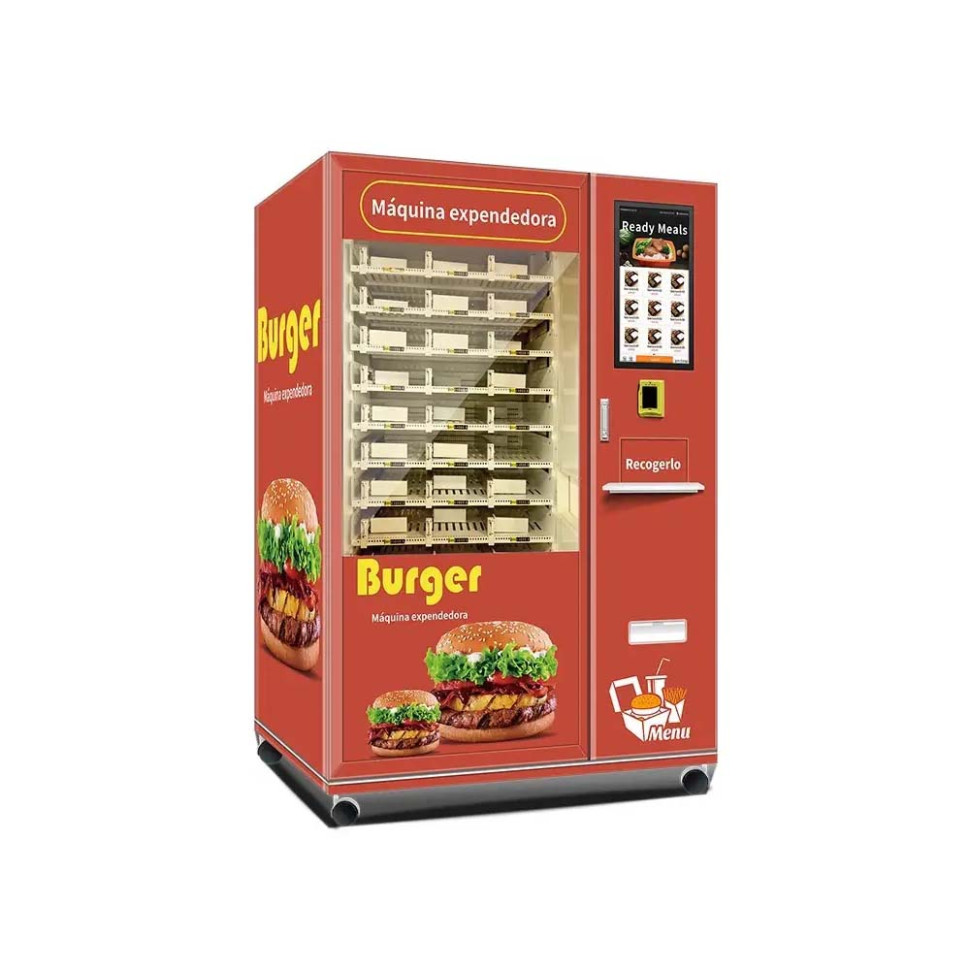 Máquina expendedora de hamburguesas calientes con refrigeración